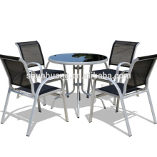 New design outdoor furniture garden aluminum frame teslin fabric dining sets chair and table